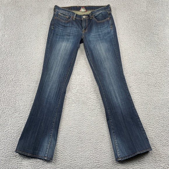 Lucky Brand Denim - Lucky Brand Jeans Women 12/31 Blue Bootcut Long Inseam Dark Wash Denim Dungarees